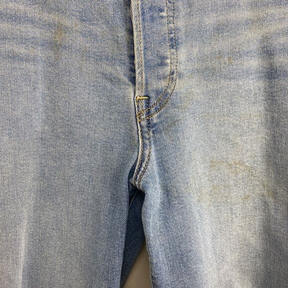 Levi Ribcage Straight Ankle Women Jeans Size 30 Button Front Med Wash Distressed - Picture 5 of 16